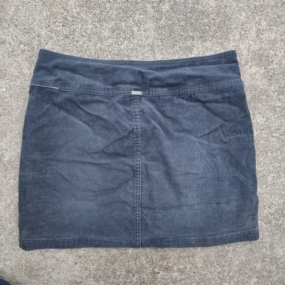 PrAna Corduroy Mini Skirt Black Short Skirt Side Zip w/ Pockets Women's Size 6